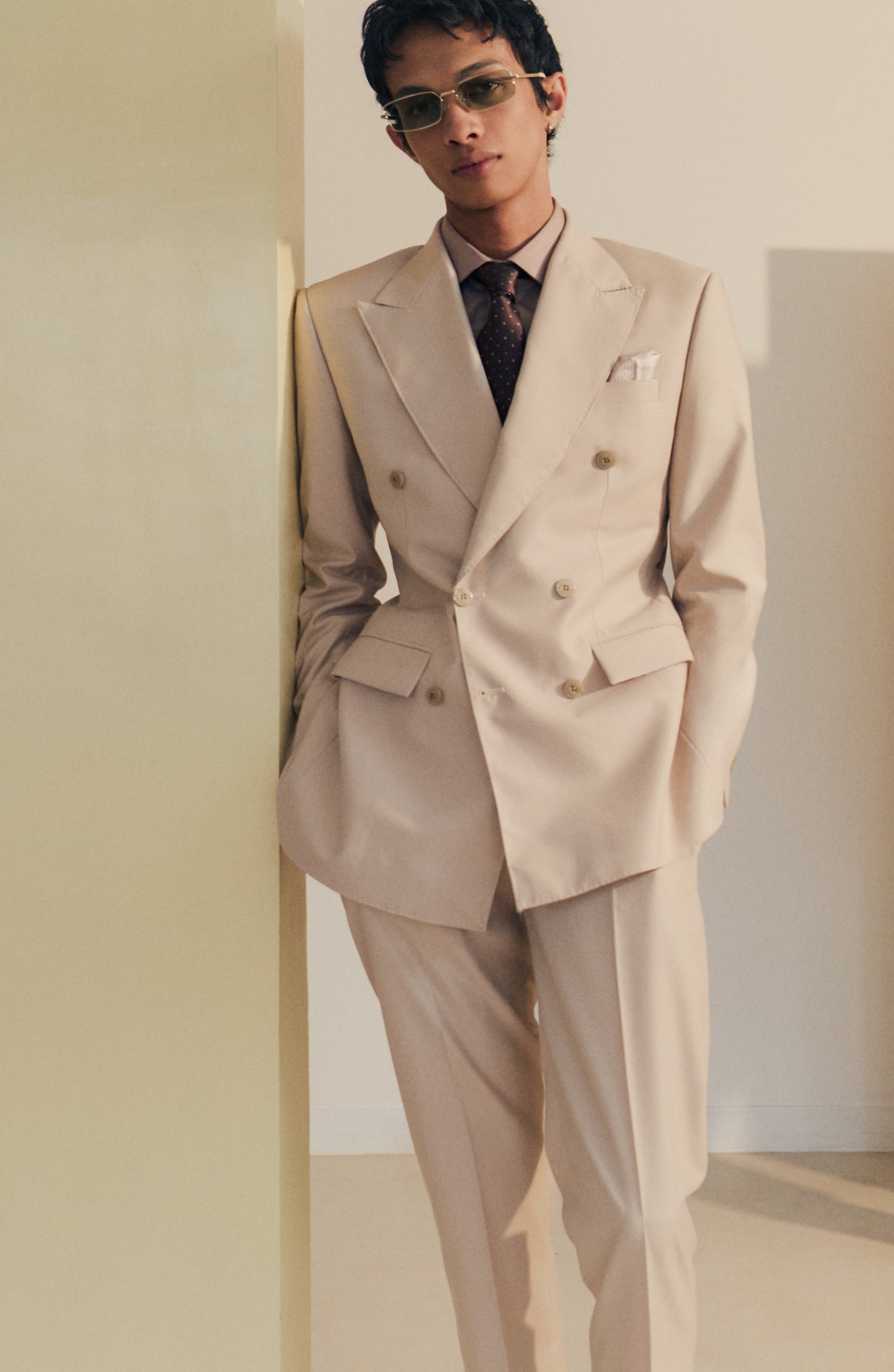 Ecru Double-Breasted Suit