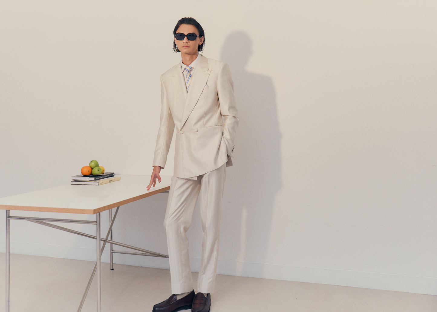 Ivory Pinstripe Suit