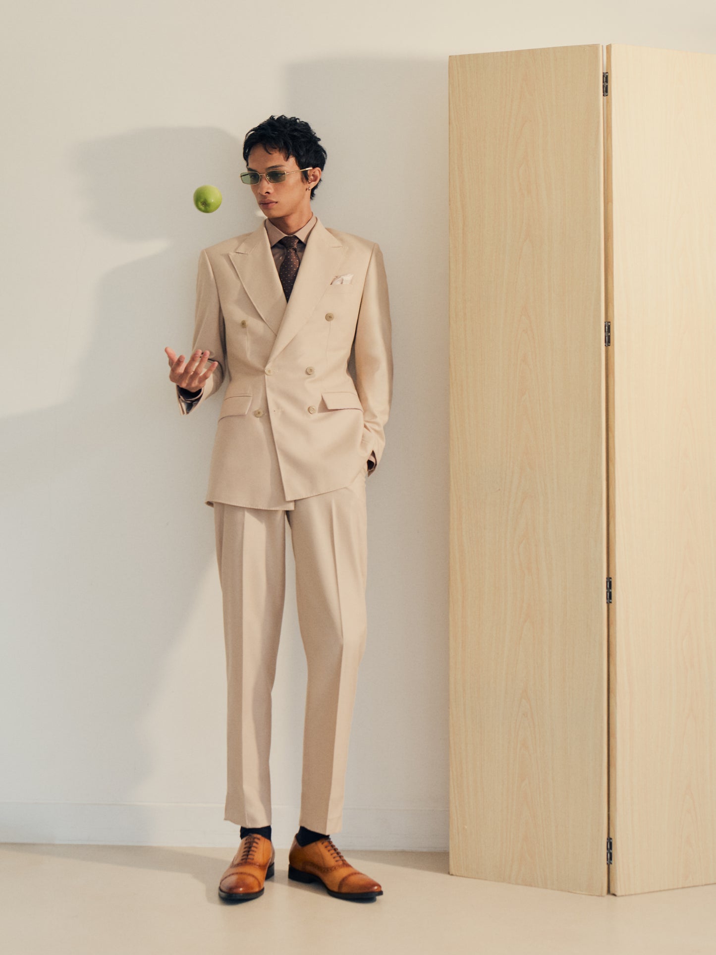 Ecru Double-Breasted Suit