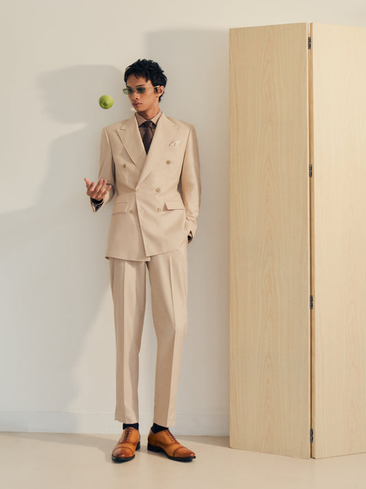 Ecru Double-Breasted Suit