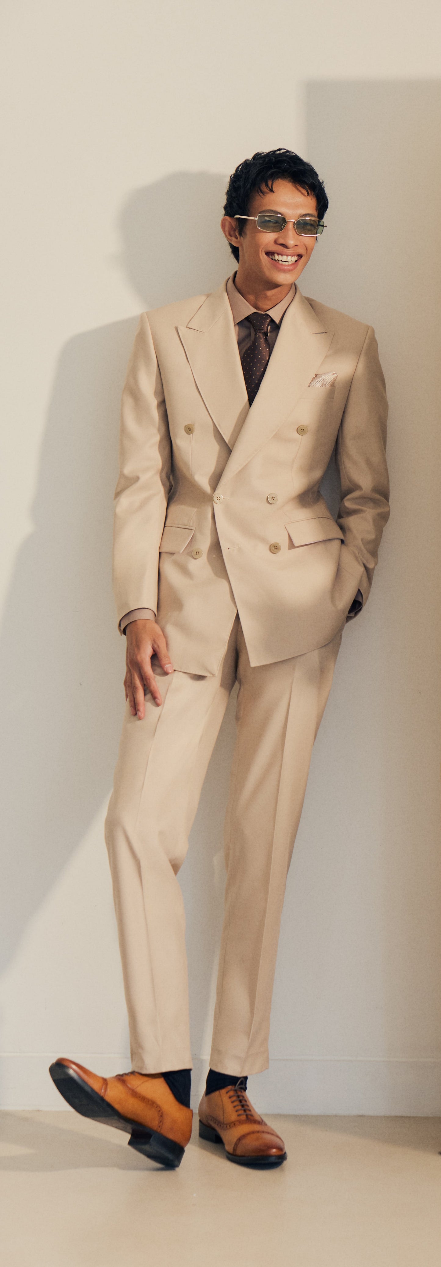 Ecru Double-Breasted Suit