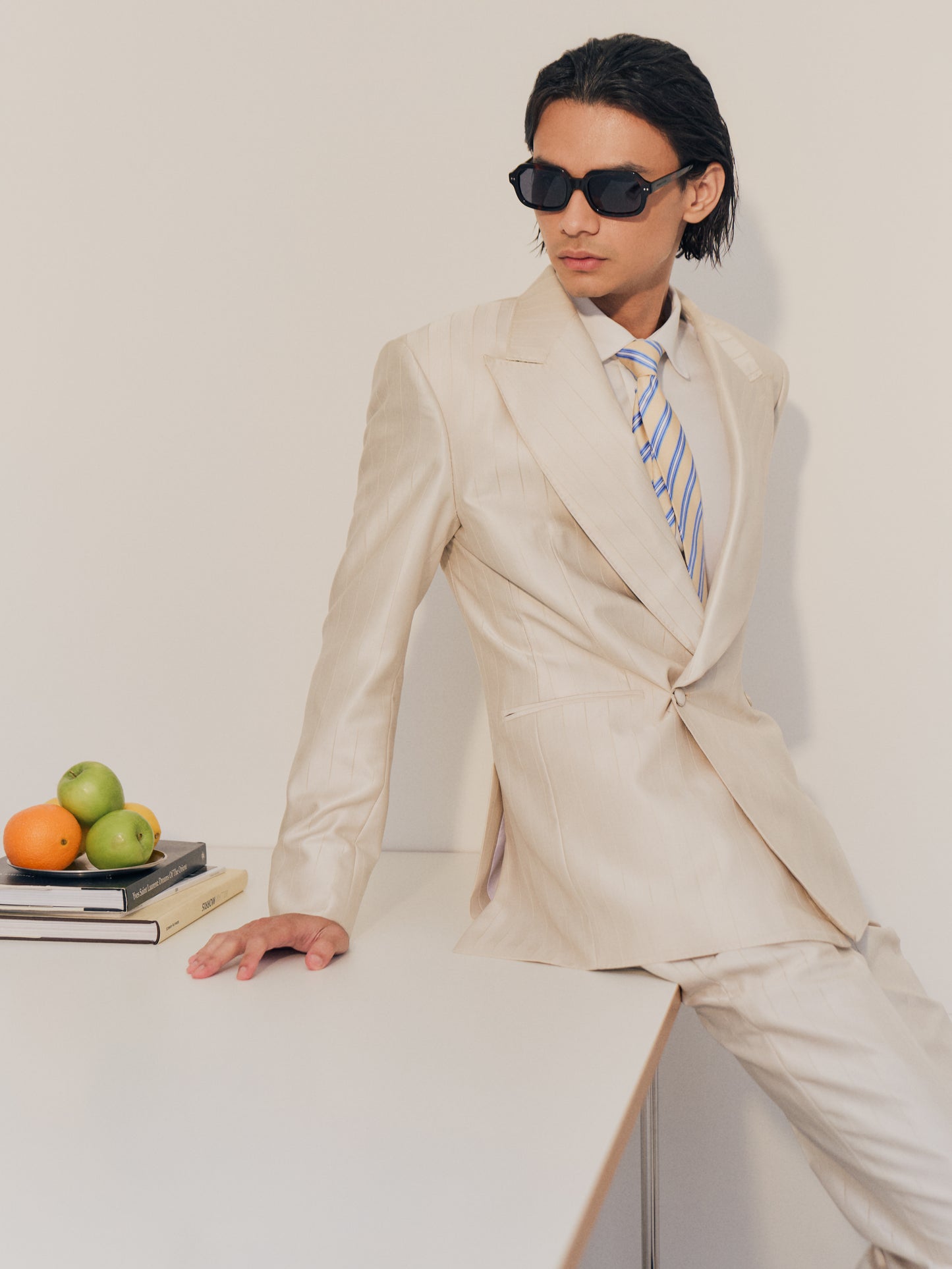 Ivory Pinstripe Suit