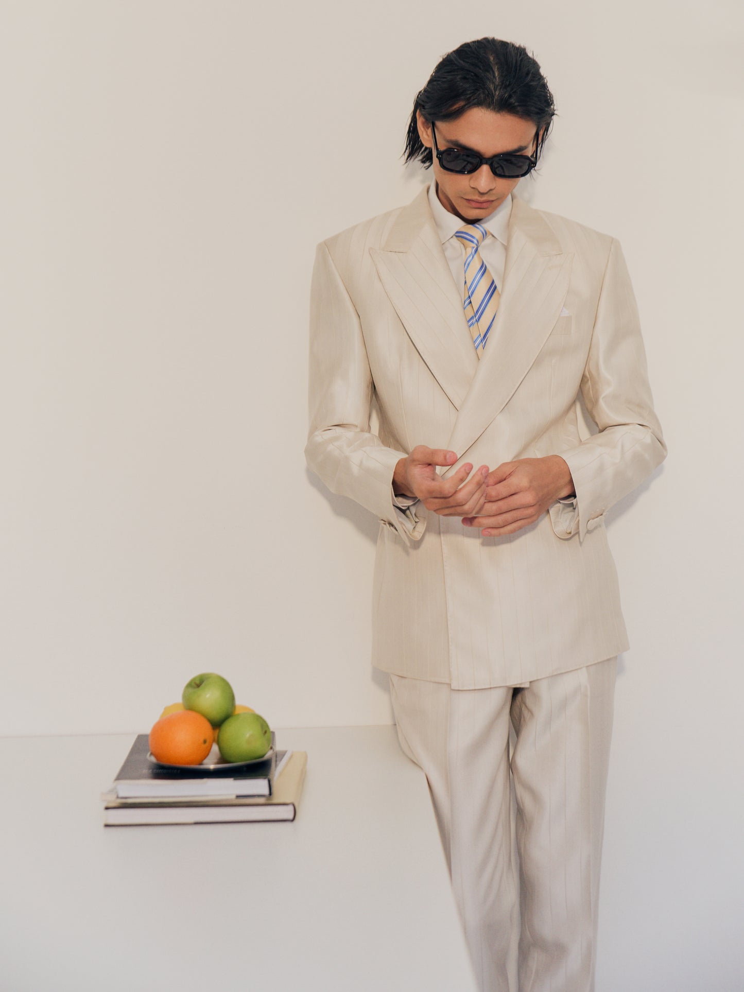 Ivory Pinstripe Suit