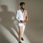 Two Tone Split Tan White Suit