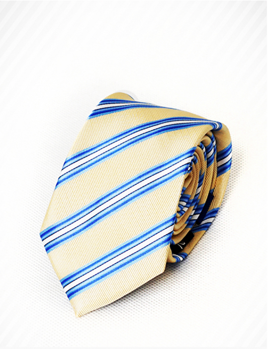 Yellow Tie with Blue Accents